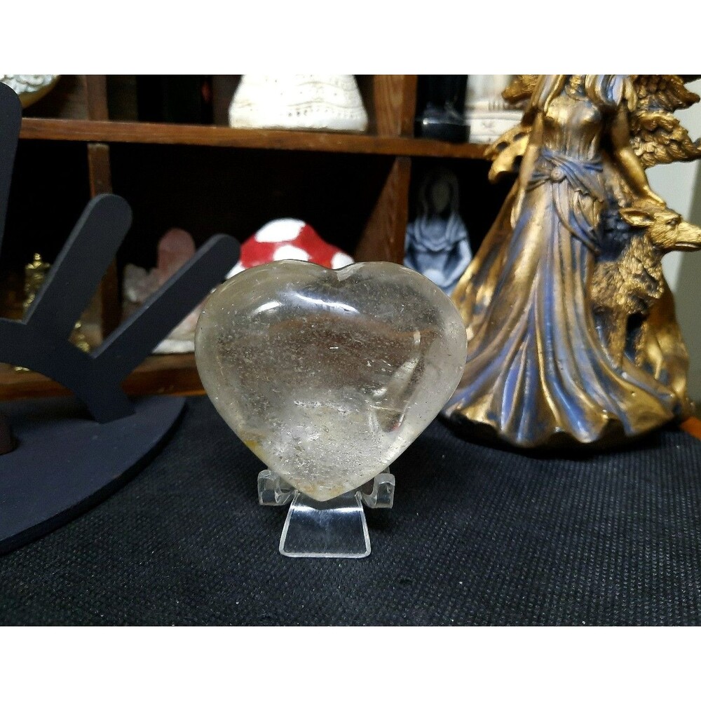 Carved Clear Quartz Crystal Heart
